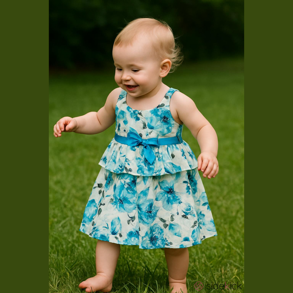 Brendaly,Infant 2 pc Dress, 18 Months, lined, silver threads throughout, T4